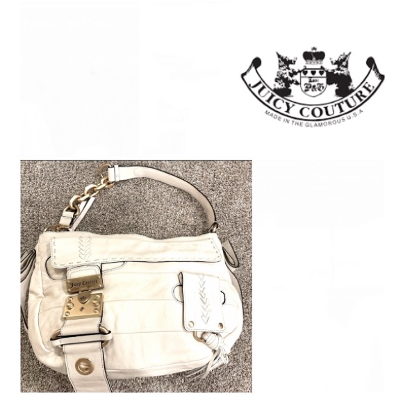 Nwt Juicy Couture Winter White Leather Shoulder Bag Purse, Unique & Rare!